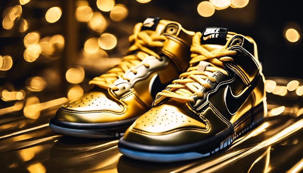 stylish gold nike sneakers